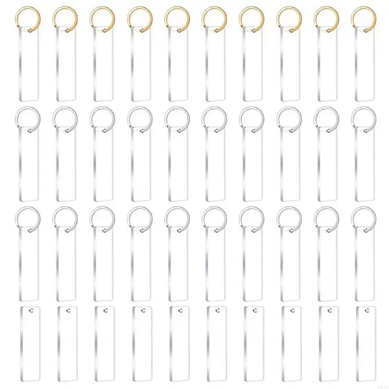 

R9JE 40Pieces Blanks Song for Key Chain Acrylic Keychains Blank Acrylic Transparent D