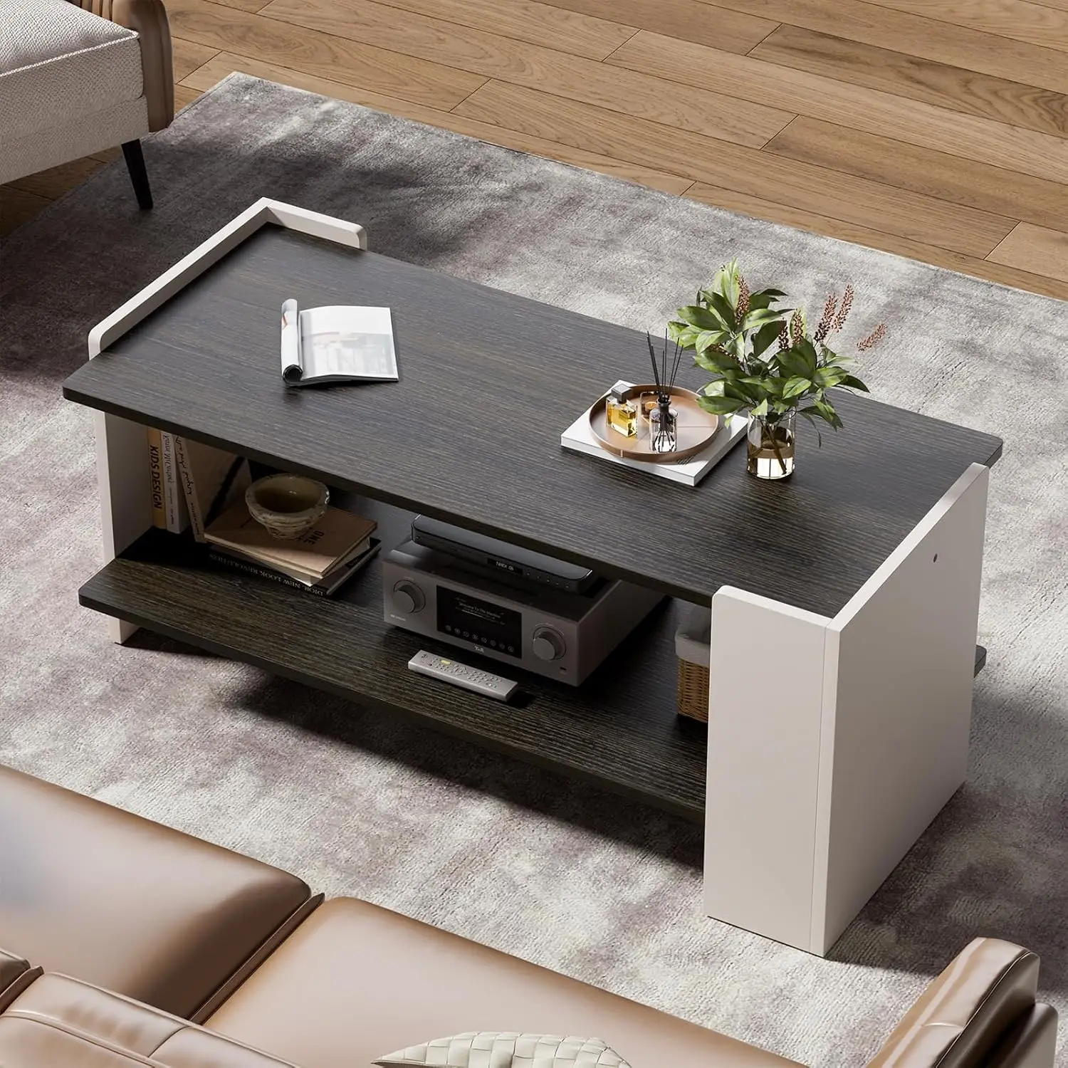 

Fabato 2 Tier Coffee Table With Storage Shelf, Rectangle Wood Center Table, Modern Simple Coffee Table, Small Side End Table