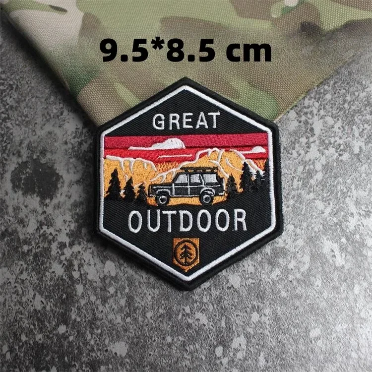 Outdoor Camping Travel Climbing Campfire Embroidery Hook&Loop Patches Tactical Armband Morale Badge Backpack Decoration Sticker