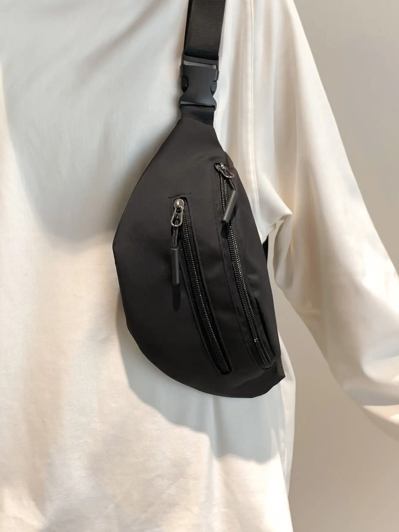 Minimalistic Black Crossbody Bag, Ultra-Portable Multifunction Large Capacity Travel Essentials, Practical Student Men Hiking Bag, Sporty Holiday Gift SG2212051355585656