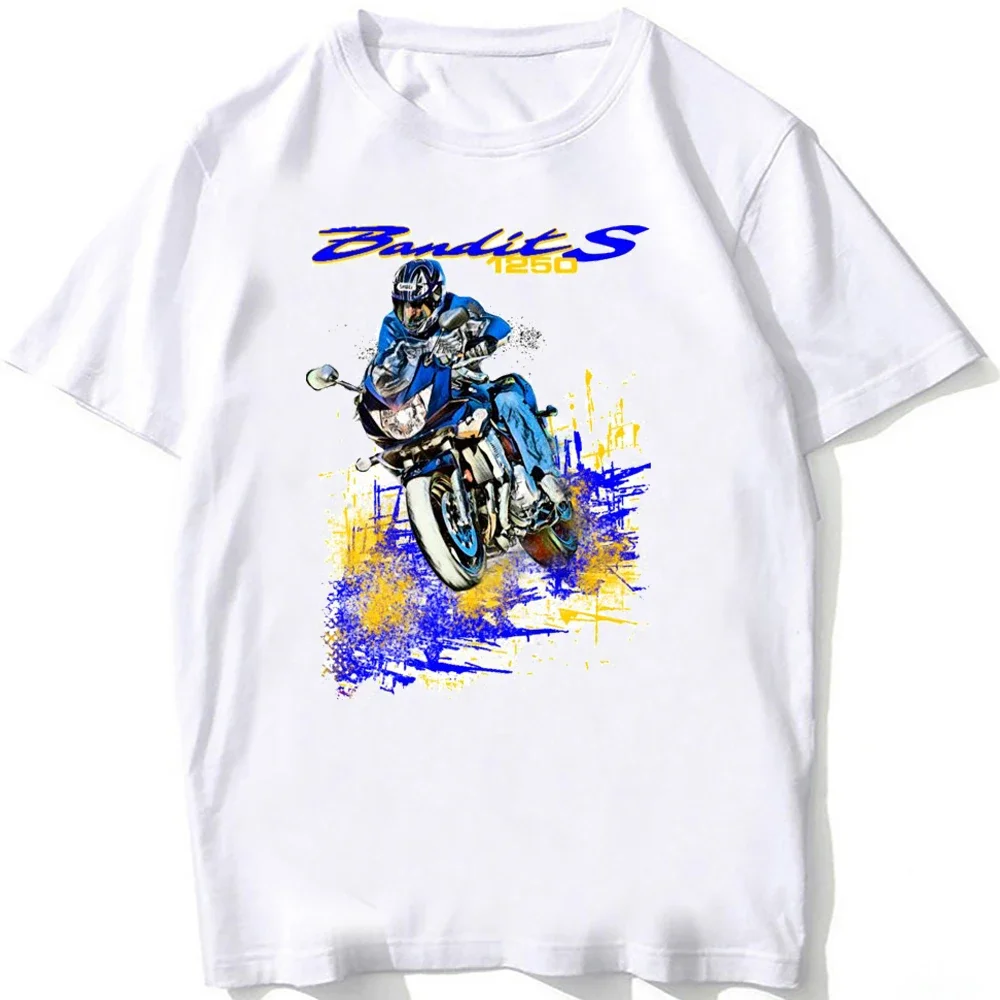 Gsf Bandiet 1250S Biker Adventure Motorfiets Klassiek T-Shirt Zomer Heren Korte Mouw Wit Casual Tops Hiphop Boy Riding Tees