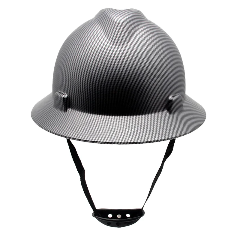 Full Brim Safety Helmet ABS Carbon Fiber Construction Work Cap Lightweight High Strength Railway Protective Equipment Hard Hat