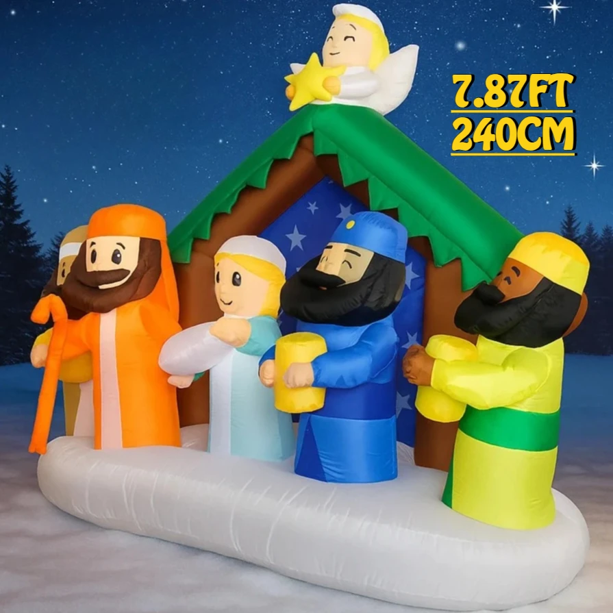 

7.87FT Outdoor Inflatable Toy Wise Men Nativity Angel Holiday Gift Xmas Yard Decorations Christmas Home Supplies Ornaments