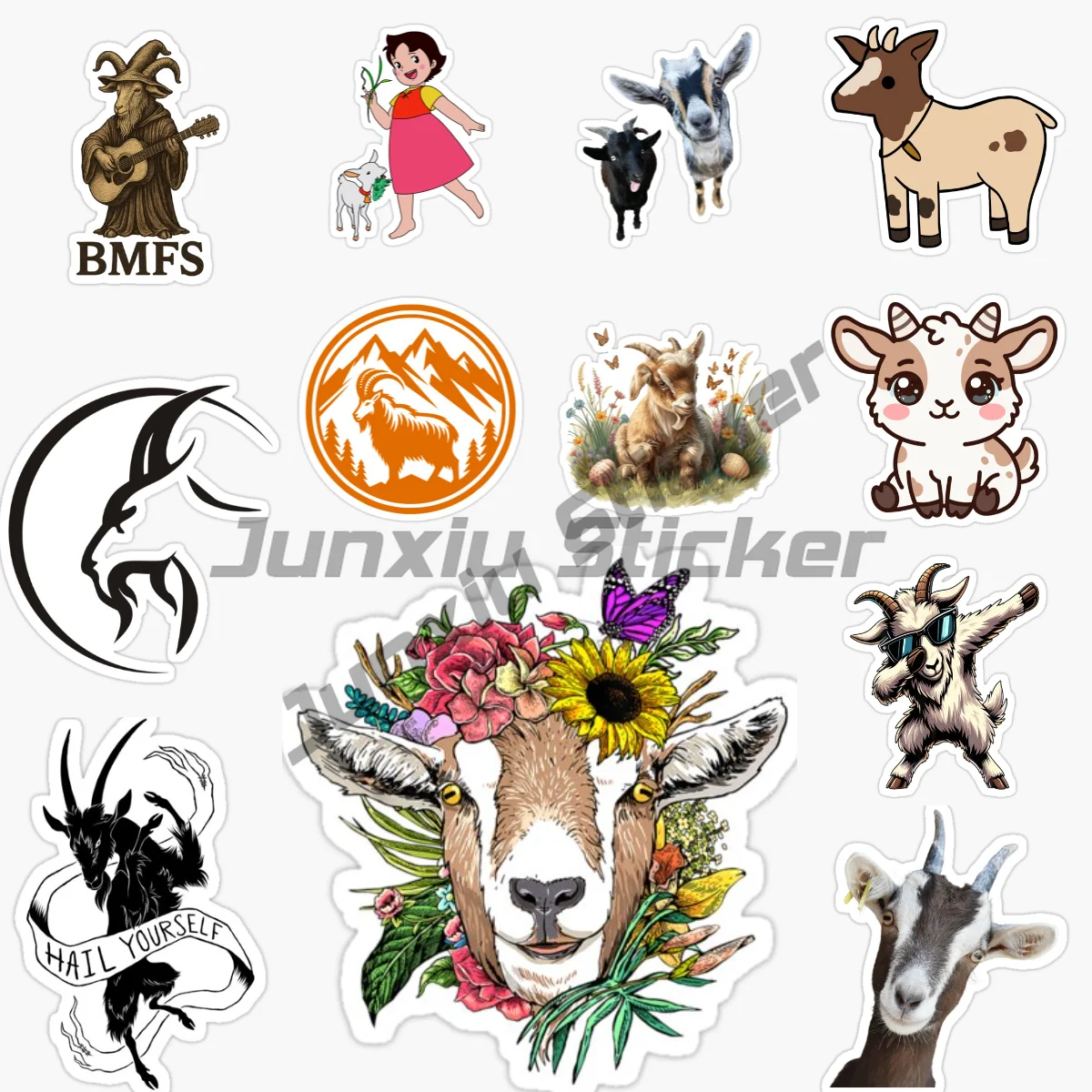 

Креативная виниловая водонепроницаемая наклейка с изображением козы, поедающей траву, для автомобиля, ноутбука, стены, окна, бампера, самоклеящаяся декоративная наклейка