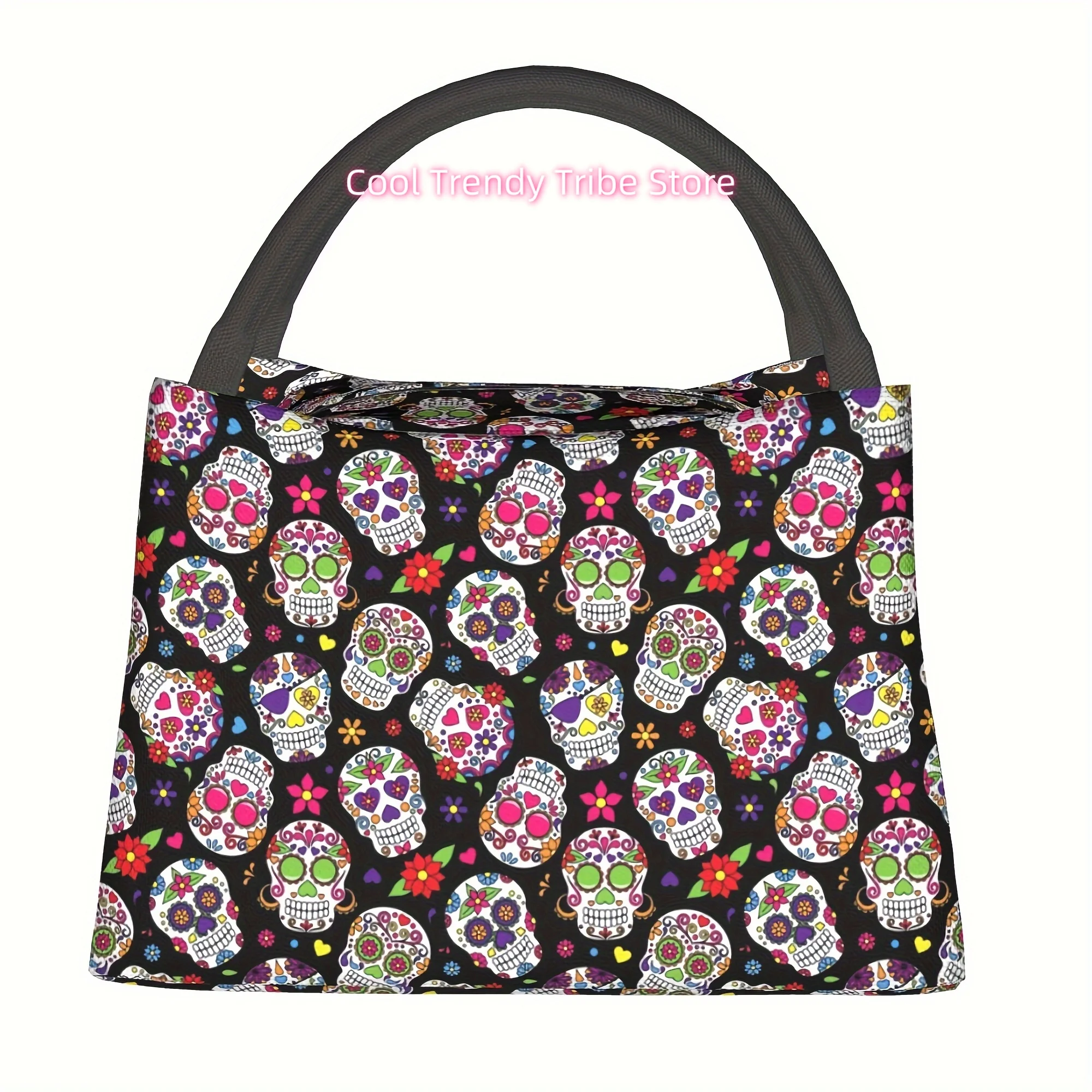 1pc sugar skull, reusable refrigerated bag, insulated bag, insulated lunch bag, Mexican Day of the Dead Sugar Skulls