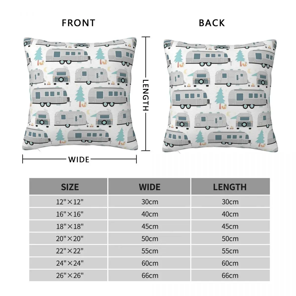 Cute Airstream Pillowcase Polyester Linen Velvet Creative Zip Decorative Pillow Case Room Cushion Cover