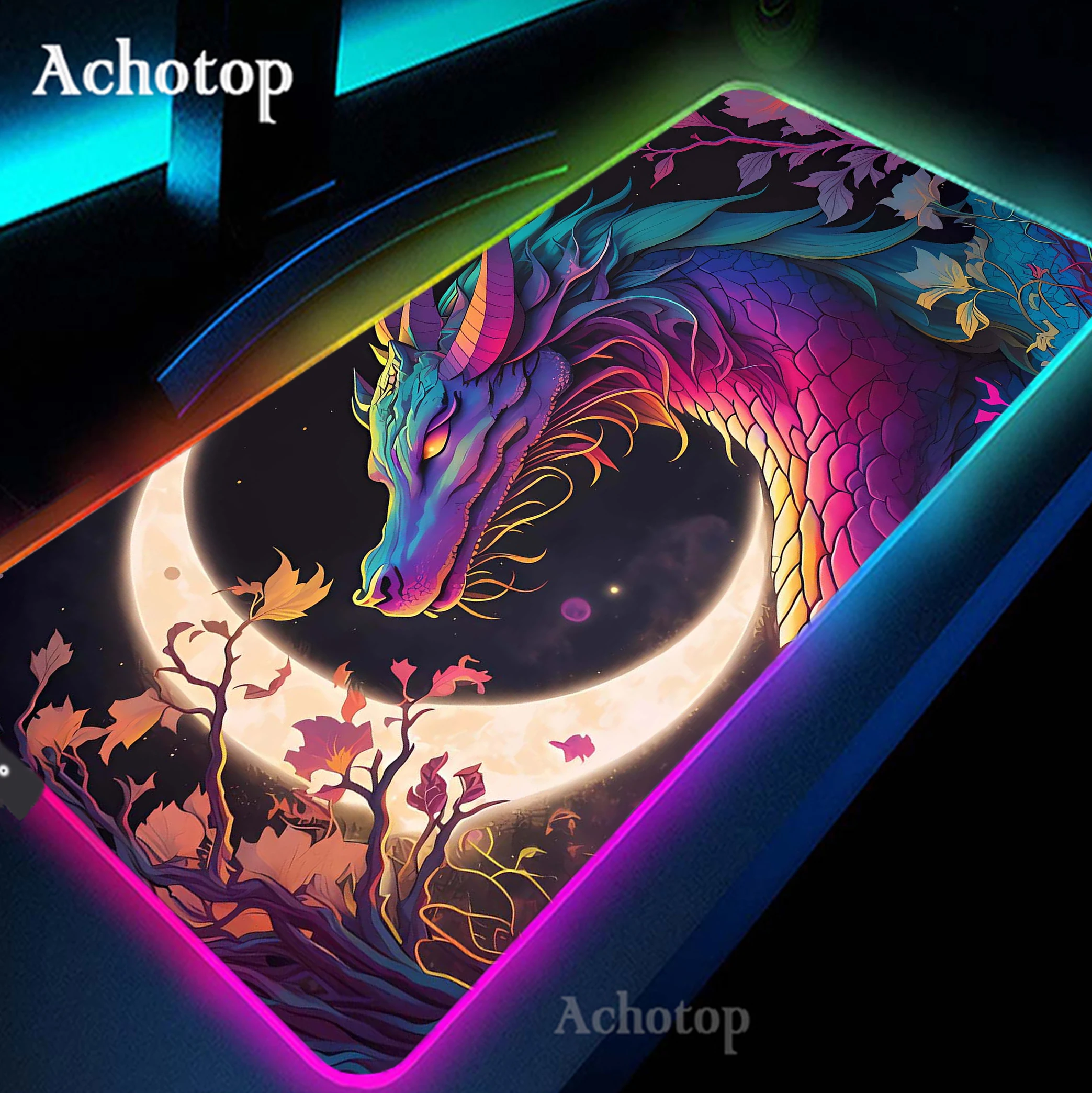 Imagem -05 - Grande Rgb hd Print Dragon Gaming Mouse Pad pc Game Mousepad Xxl Gamer Mouse Mat Tapete de Mesa de Escritório 900x400 mm