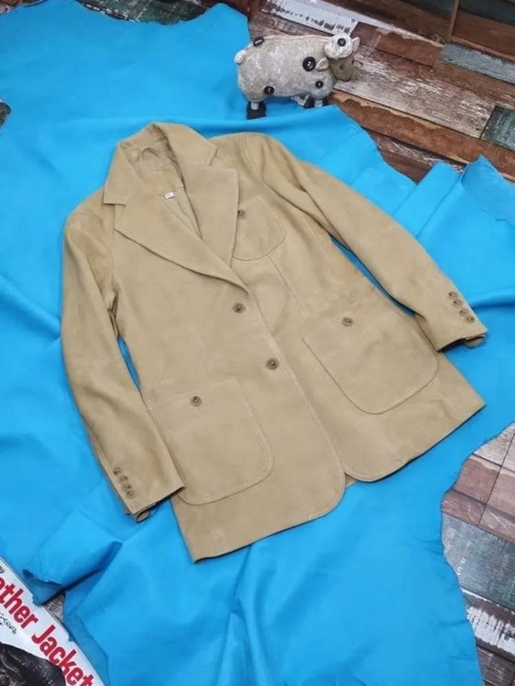 Veste vintage en cuir véritable pour femme, manteau en peau de mouton naturelle, simple boutonnage, coupe couvertes, nouveau, printemps, automne