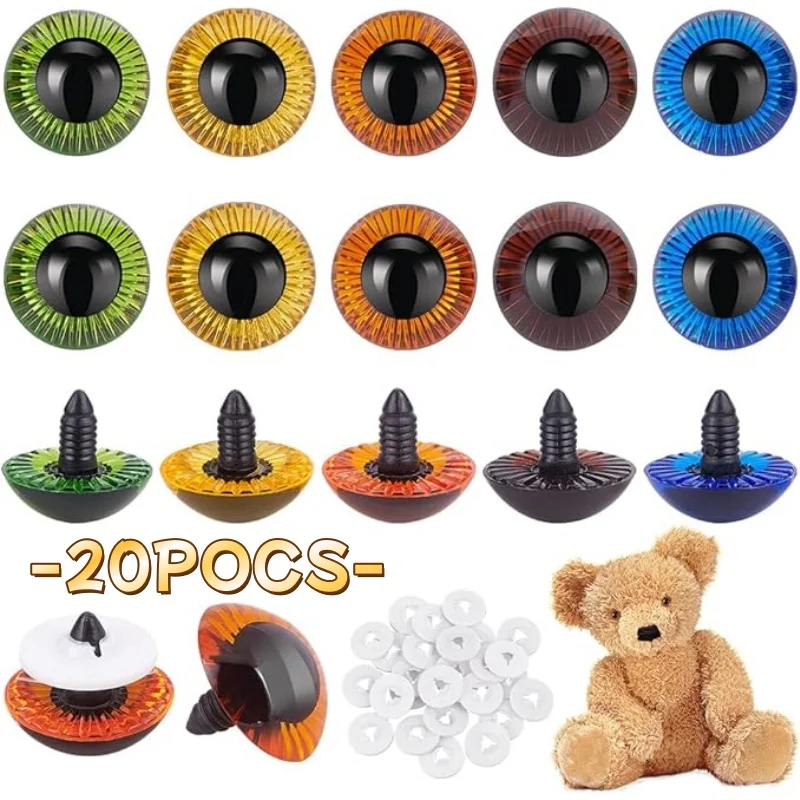 Crochet Doll Plastic Safety Eyes Threaded Shank Design Safety Eyes with Sturdy Washers DIY Plush Animal Doll Craft Making Supply