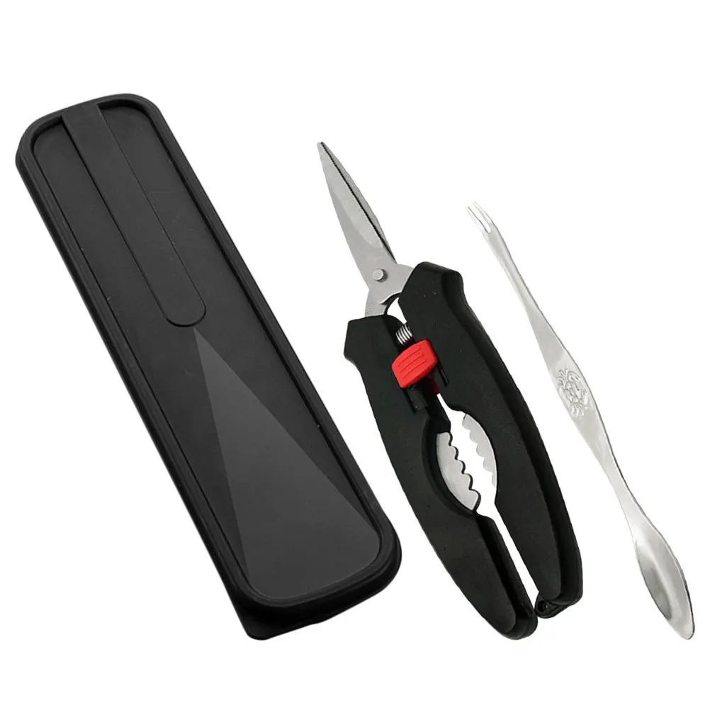

1 set Crab Scissors Set Forks Storage Box Seafood Tools Kit Lobster Crackers Eating Utensils Kitchen Gadgets