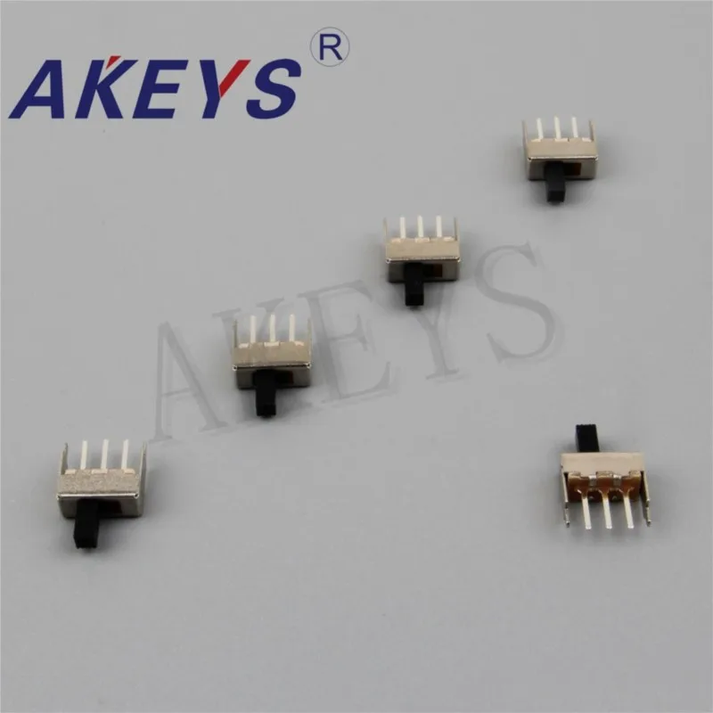 10PCS SS-12F49 1P2T-G5/G8 Single pole double throw 2 Position slide switch 3 solder lug pin verticle type handle heights