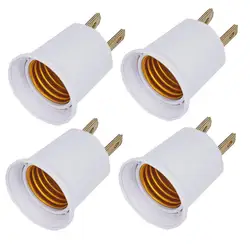 EU US Lightbulb Plug 2-Prong to E26 E27 Screw Bulb Socket Adapter Convert Lamp Light PBT Fire Resistance Garage Home 4pcs/lot
