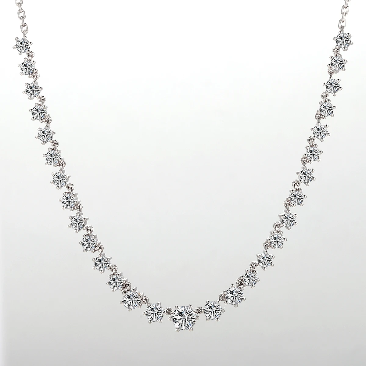 Provence AU585 Moissanite Gradiant Necklace Pendant for Women 14K Solid Gold Round Cut Custom Luxury Pendants for Grandmother