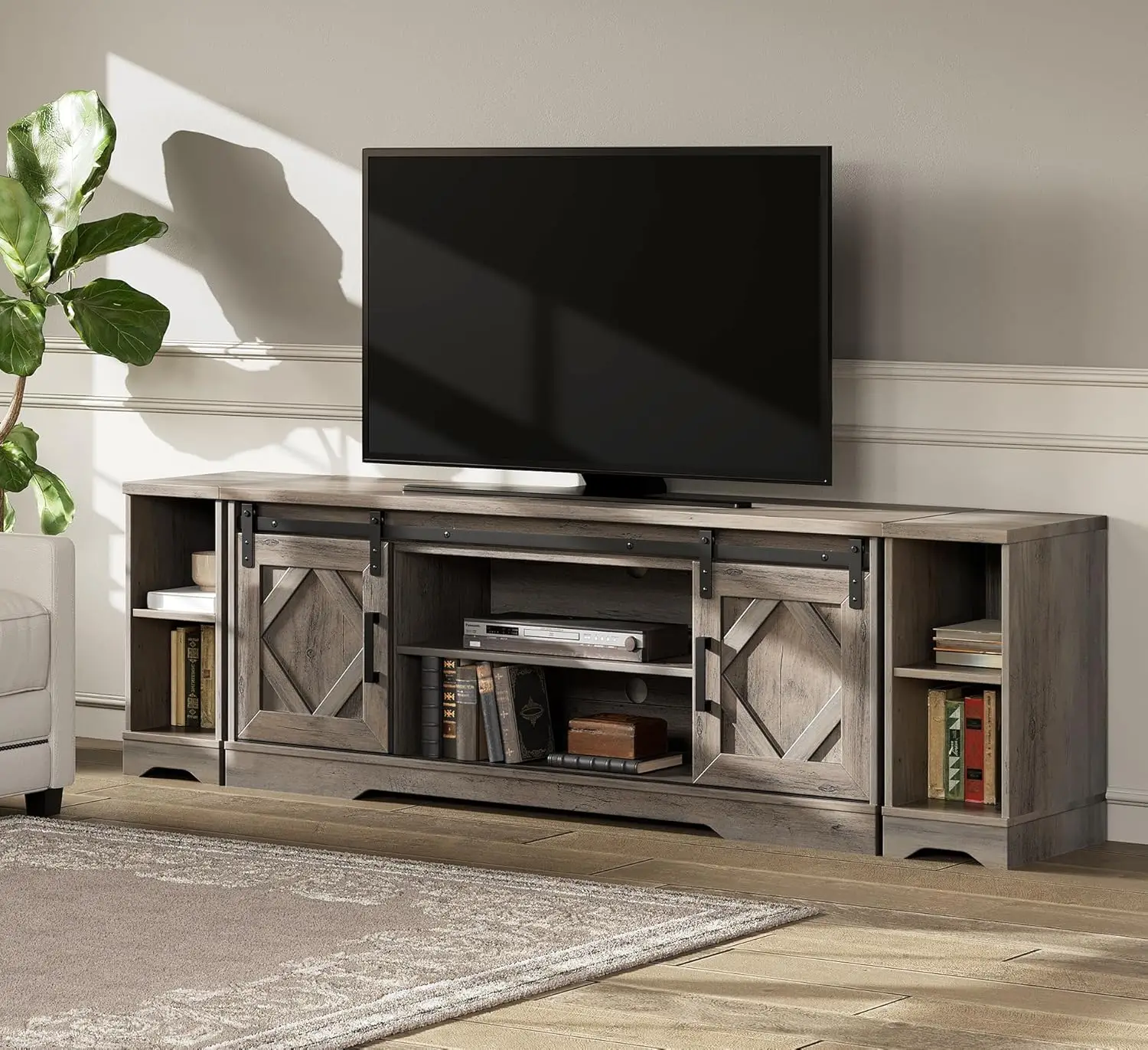 WAMPAT Modern Farmhouse TV Stand for up to 85