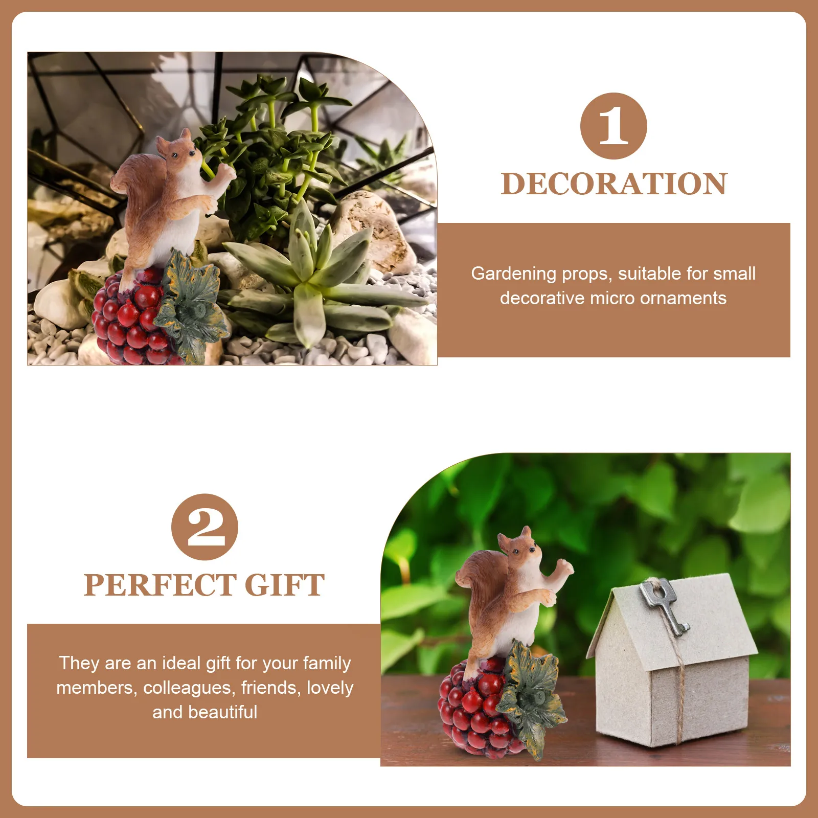 

Squirrel Statue Garden for Indoor Ornament Decorations Small Figurine Simulate Realistic