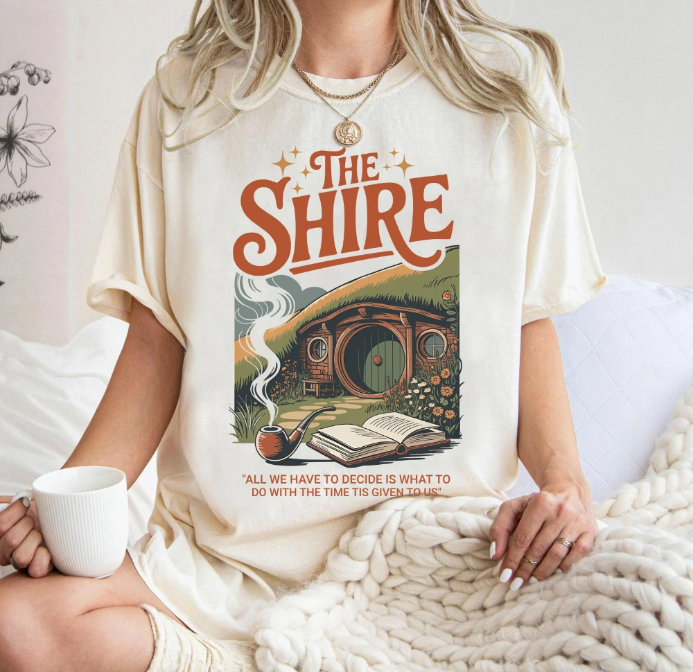 The Shire LOTR Shirt for Fans Fantasy Book Lover T Shirt Funny Second Breakfast Tee Gift for Book Lover