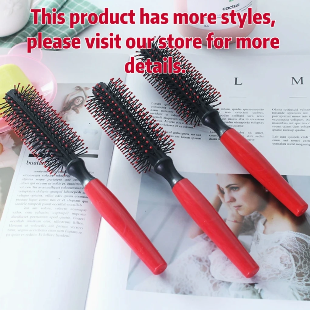 Peine redondo profesional antiestático con cerdas cilíndricas para peinar el cabello rizado, peine con dientes de nailon, especial para pelucas de cabello natural.