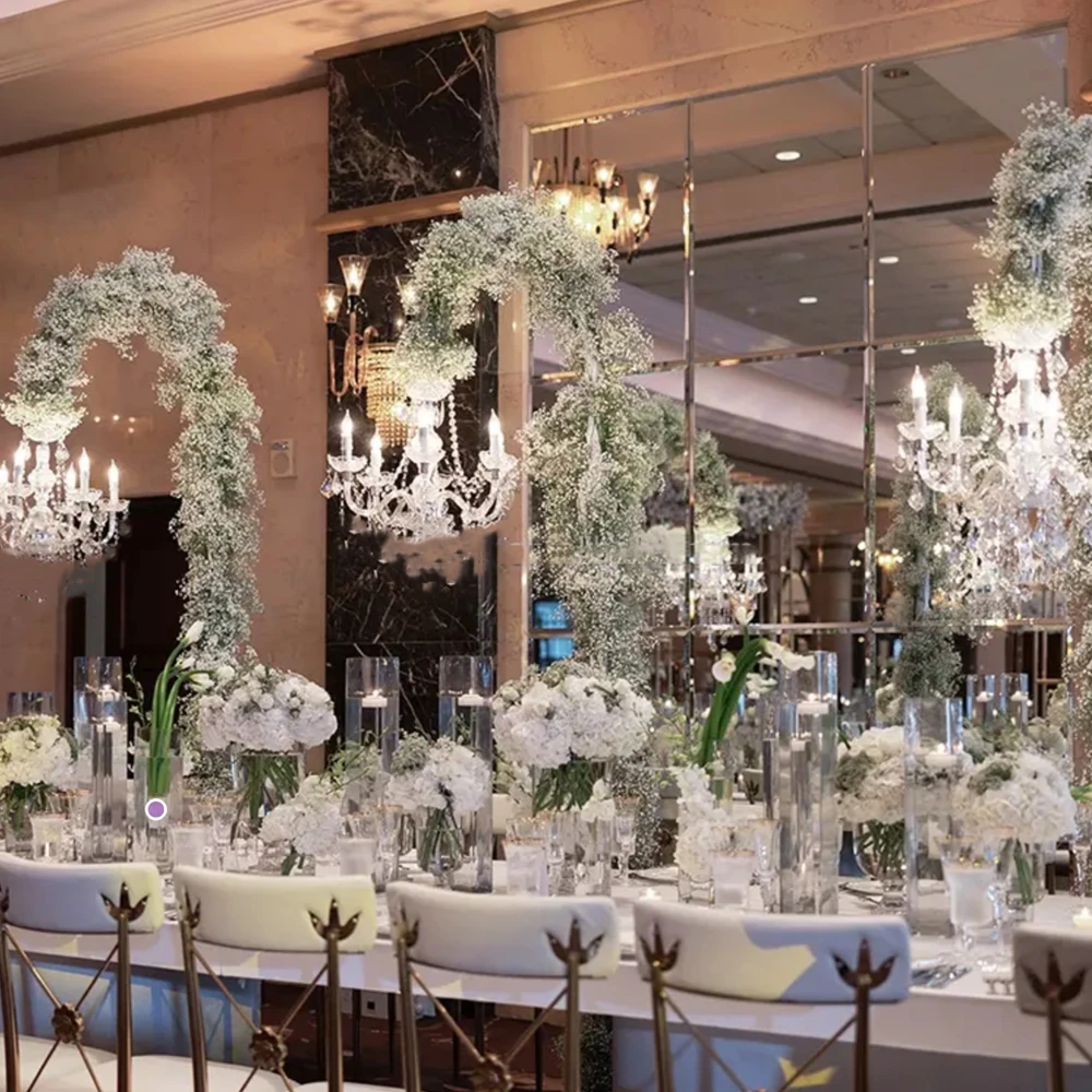 3pcs/4pcs  Wedding Chandelier Floor Standing Adjustable Stand Aluminium Alloy Backdrop Frame With Chandelier Lamp