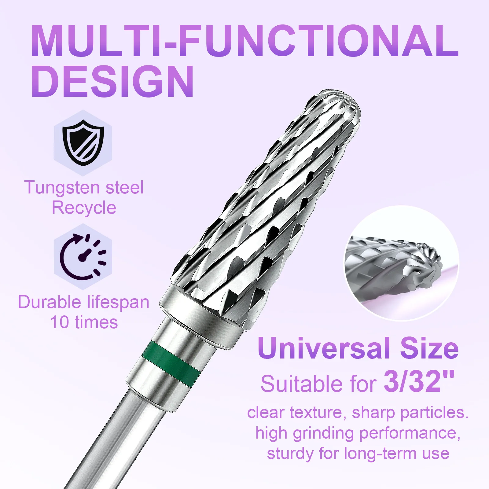 1 Adet Tungsten Karbür Ölü Deri Sökücü Tırnak Frezesi Ucu 3/32 İnç Profesyonel Güvenli Karbür Tırnak Temizleme Frezesi Nasır İçin
