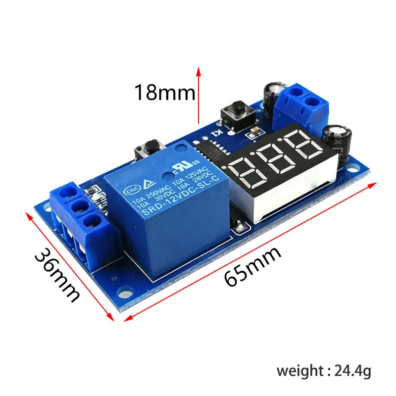 1pcs For DC 5V 12V timed 1-Channel relay module time control switch intermittent infinite cycle countdown switch controller