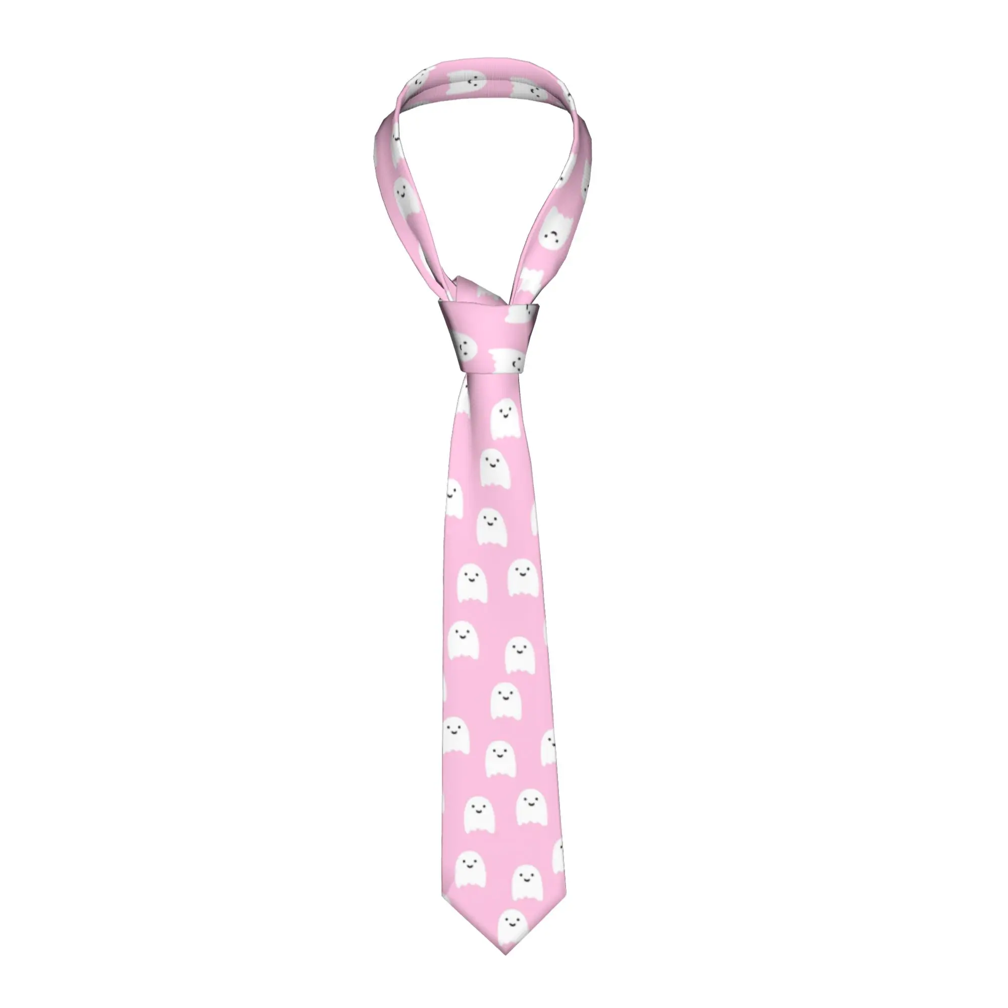 Pink Ghosts Pattern  Unisex Neckties 8 cm Cute Halloween Neck Tie for Mens Suits Accessories Cravat Wedding Accessories Business