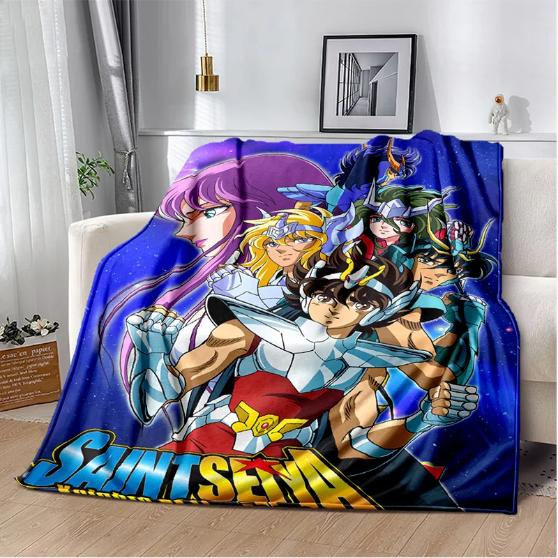 3D Retro Saint Seiya Anime Cartoon Blanket,Soft Throw Blanket for Home Bedroom Bed Sofa Picnic Travel Office Cover Blanket Kids