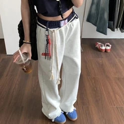 Vintage Cotton Baggy Women Sweatpants Y2K American Hip Hop Streetwear Joggers Pants Autumn Loose All-Match Straight Trousers New