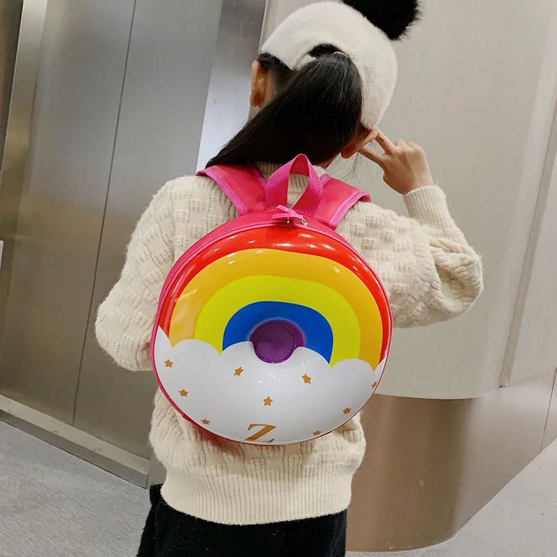 MILANCEL New Kids Cute Backpack Children Cartoon Doughnut Pattern Shoulders Bag Baby Kindergarten Rainbow Schoolbag