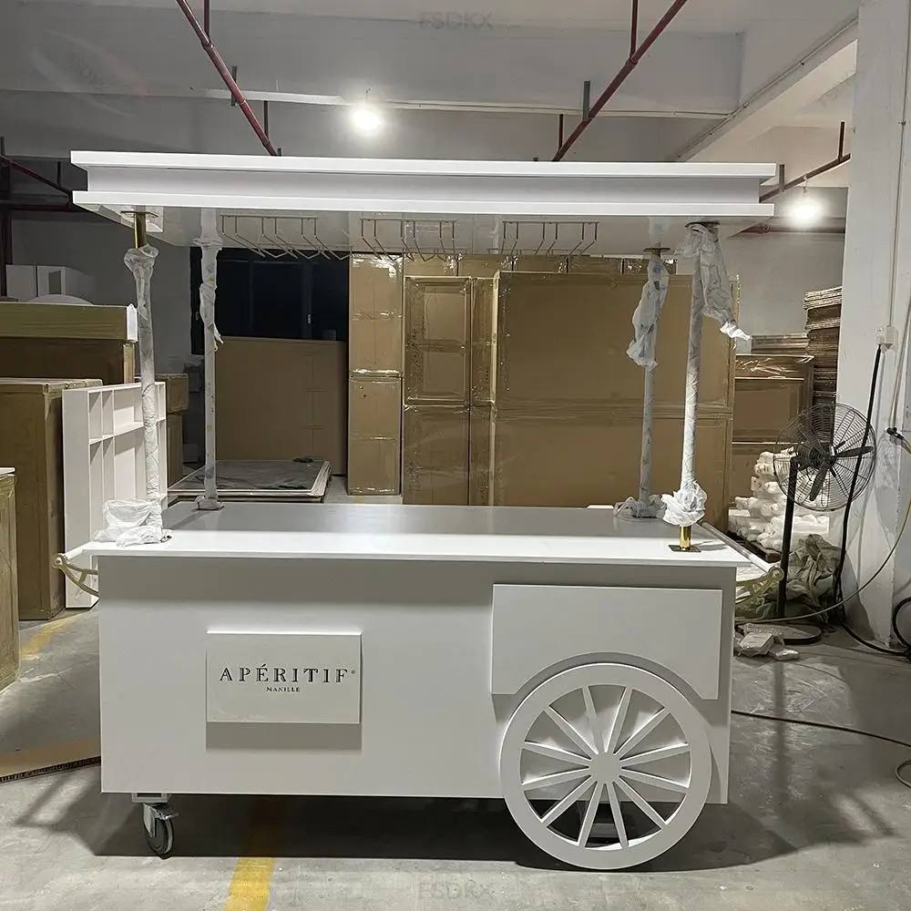 

Hot Sell Candy Cart Event Wedding White Candy Cart Pvc Candy Cart for Holiday Festival Decor