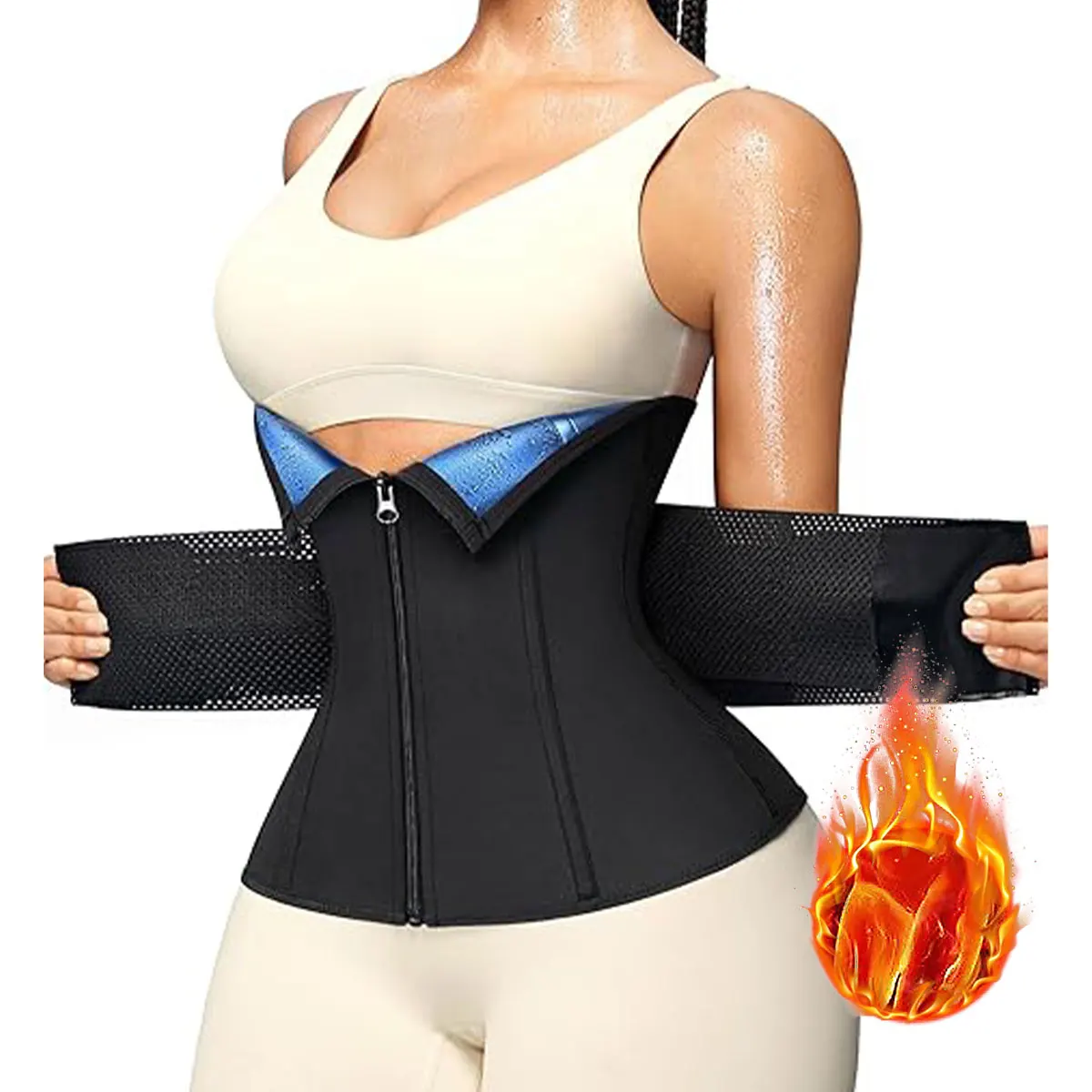 

Женский пояс-сауна для талии, впитывающий пот, для фитнеса и ежедневной коррекции фигуры.