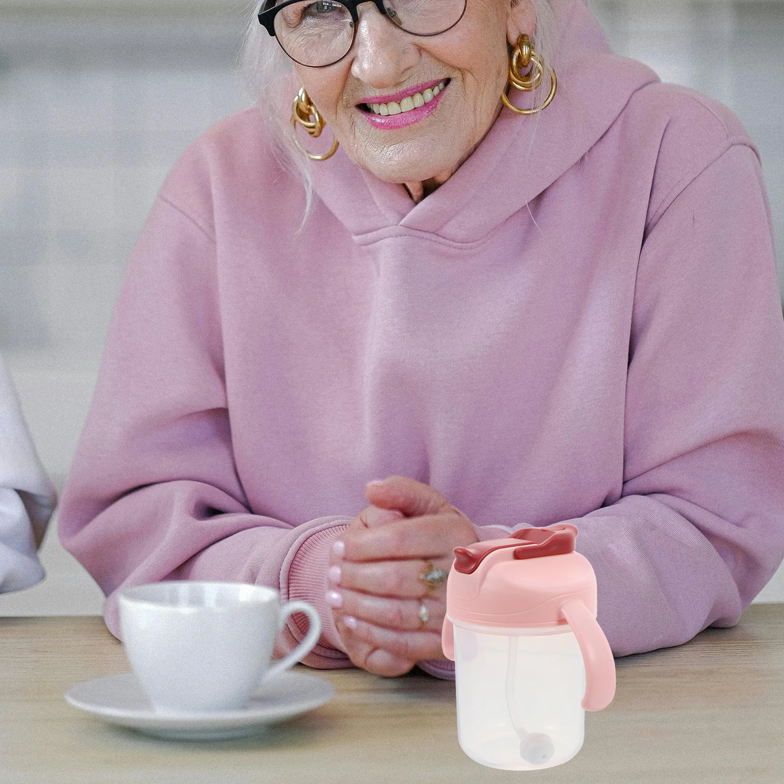 

300Ml Anti Choke Sippy Cup 2 Handles No Spill Drinking Mug For Elderly Bedridden Adults Postpartum Women Hospital Use Weighted