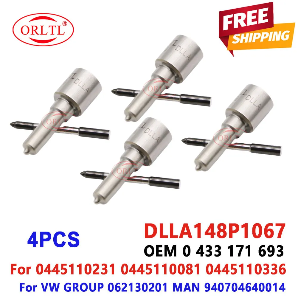 

4PCS Diesel Injector DLLA148P1067 NOZZLE 0 433 171 693 For MAN 940704640014 VW 0445110231 0445110081 0445110336