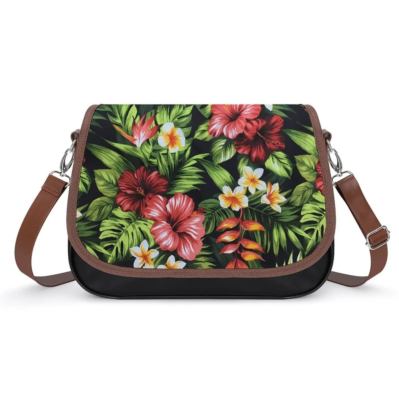 Polynesian Flower Pattern Custom Women'S Pu Crossbody Bag For Banquets Festival Samoan Island Hibiscus Flower Design Women'S Bag - view 2