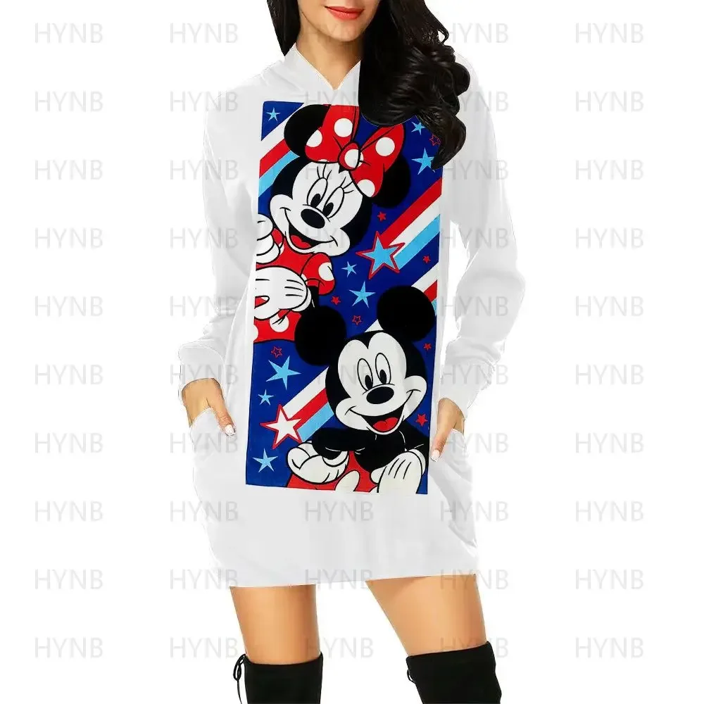 Hoodie Prom Dresses Mickey Dress Long Sleeves Kawaii Mini Y2k Minnie Mouse Chic Woman Evening Sweater Dress Luxury Party Disney