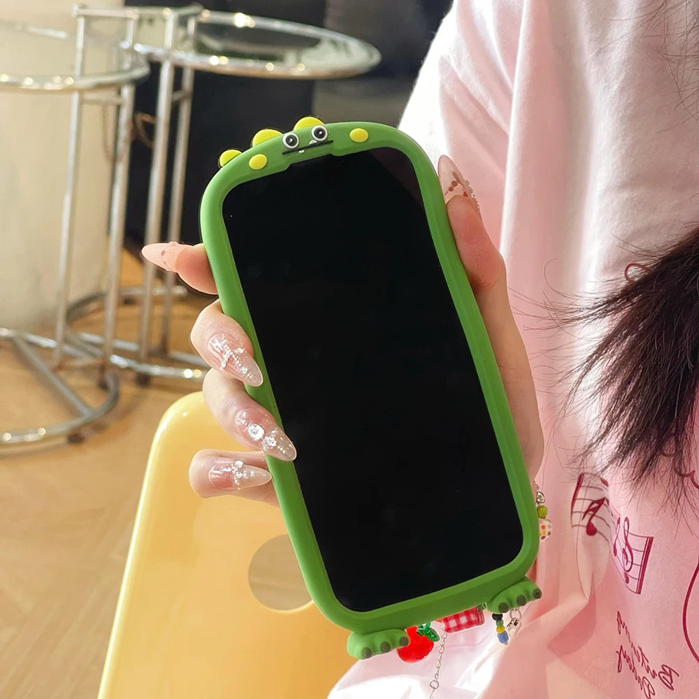 Für iPhone 11 12 13 14 15 Pro Max Lustige Cartoon Polden Sulley Monsters Dinosaurier Hülle Weiche Silikonhülle mit Ständerhalter – Detail 5
