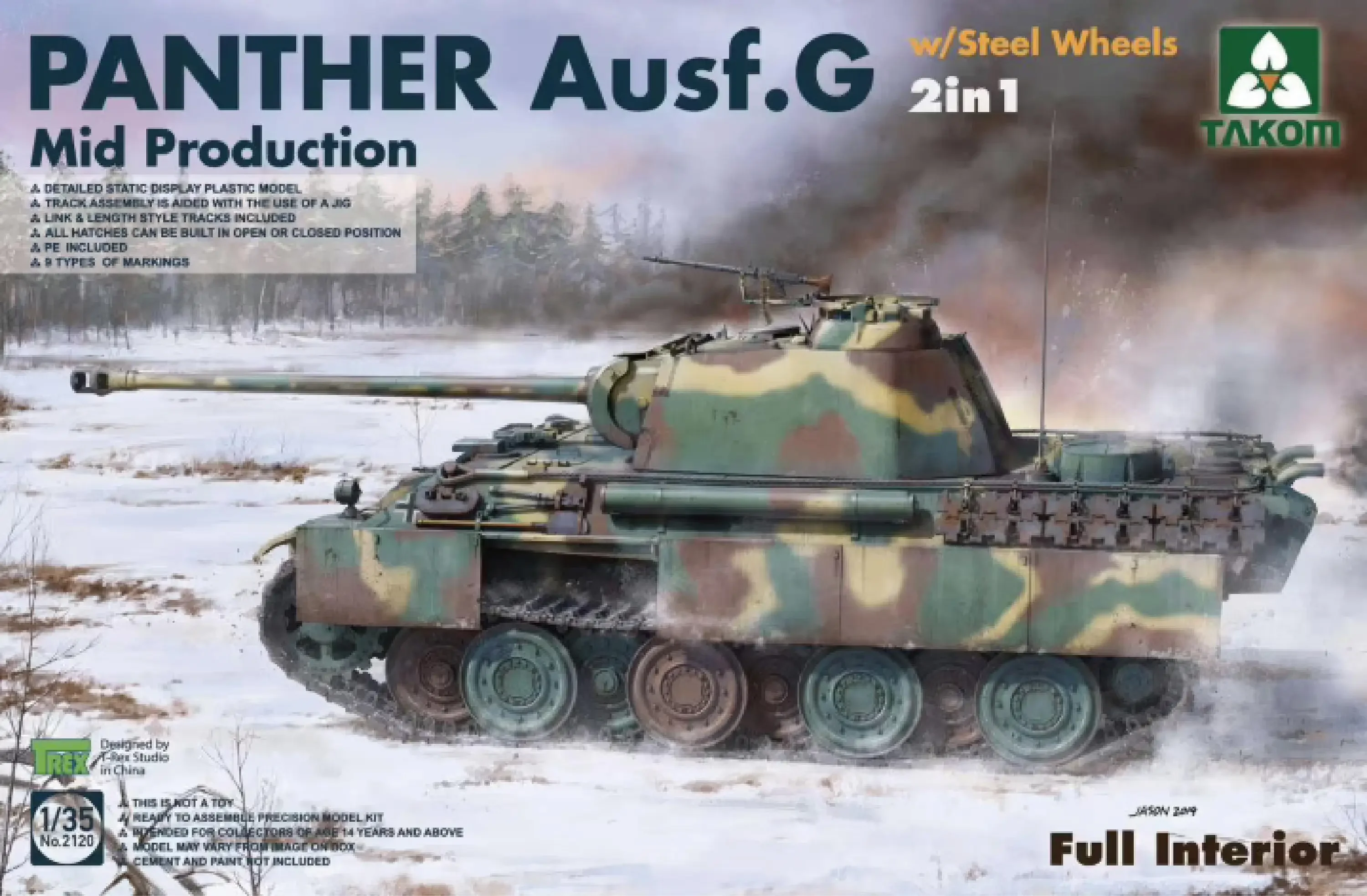 TAKOM 1/35 Panther G Mid Production with Steel Wheels 2 in 1 Kit w