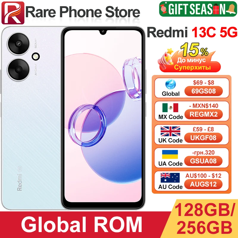 Global ROM Redmi 13C 5G 128GB/256GB Dimensity 6100+ 6.74