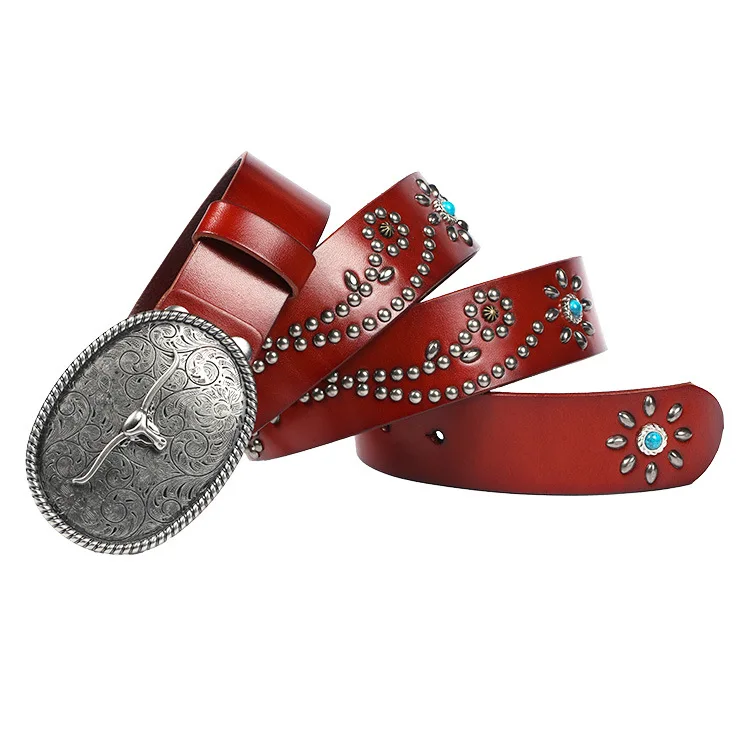 cintura-in-pelle-a-strati-con-pietra-turchese-verde-goffrata-motivo-western-cowboy-testa-di-toro-in-lega-cintura-in-vera-pelle-accessorio-di-moda