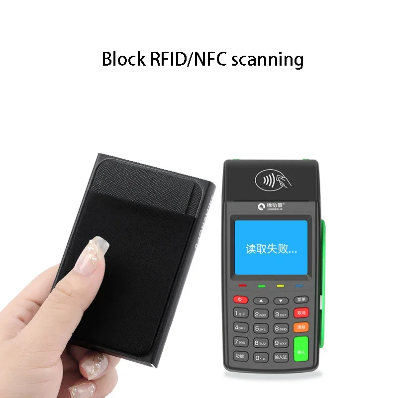 محفظة ألومنيوم رفيعة مع حقيبة ظهر مرنة وحامل بطاقة الائتمان ومحفظة صغيرة RFID وحافظة بطاقات بنكية أوتوماتيكية منبثقة للرجال