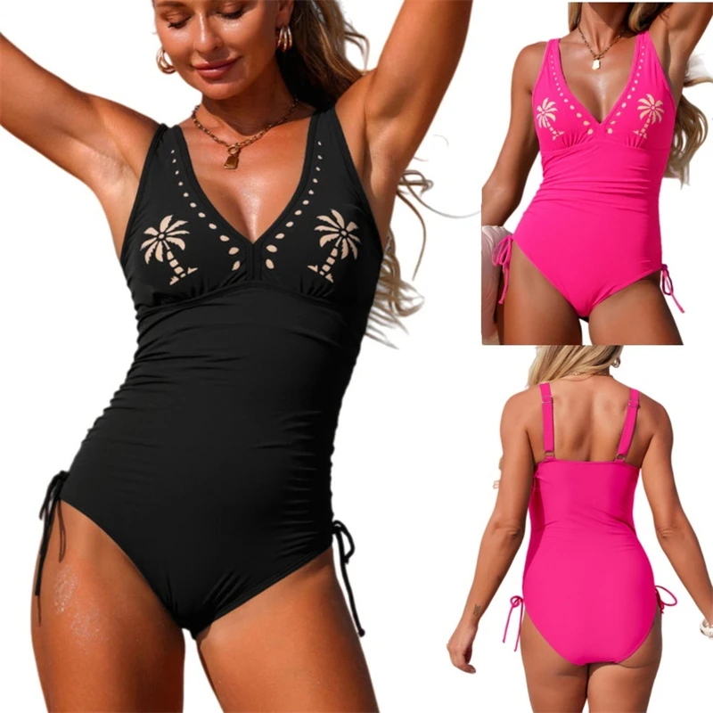 

Plamtree Women's One Piece Swimsuit V-Neck Drawstring Swimwear Push Up Tummy Control Bathing Suit 2026