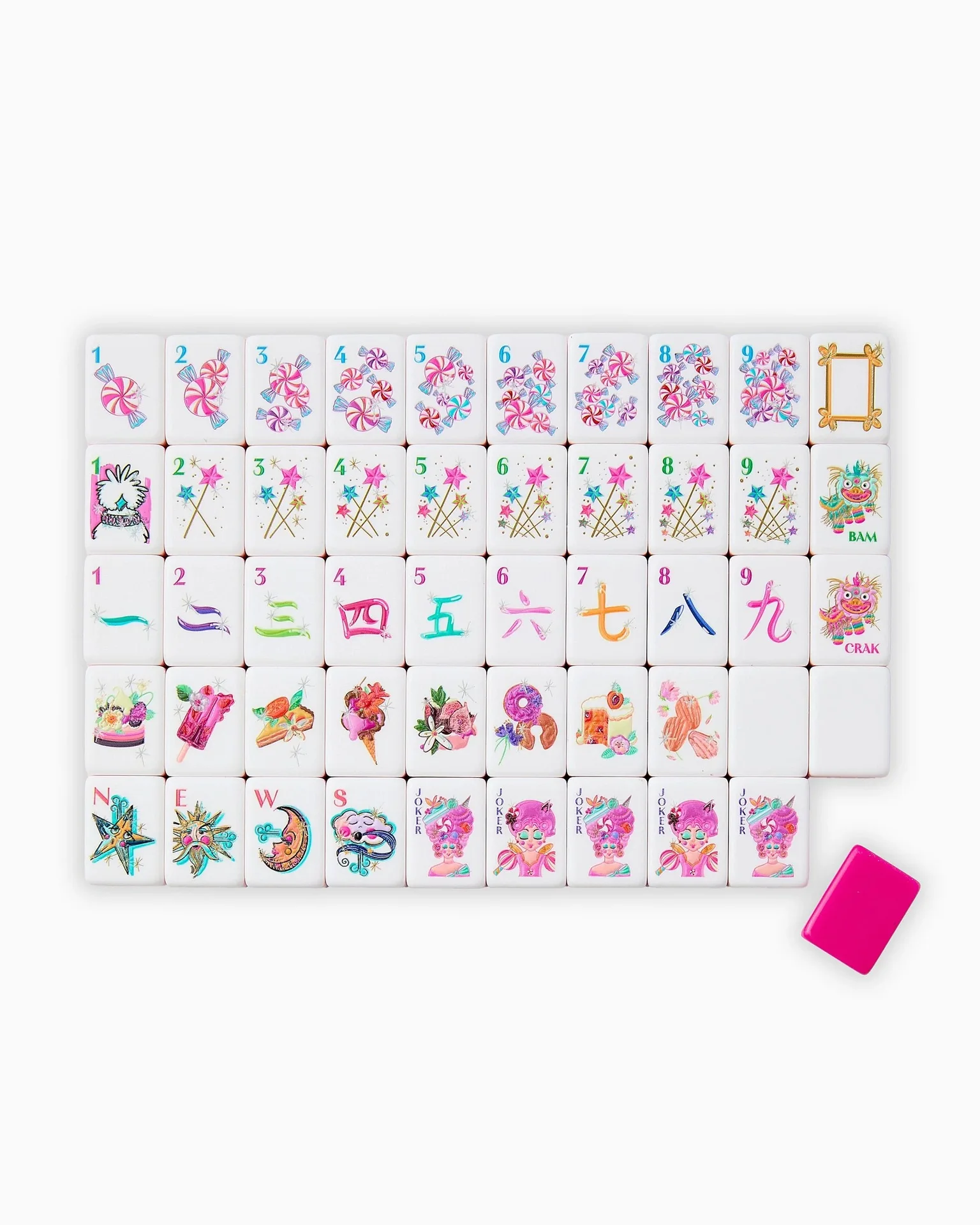 HYS Candy Ice Cream Acrylic Mahjong Cards Household Gift Set Hand Rubbing Cards