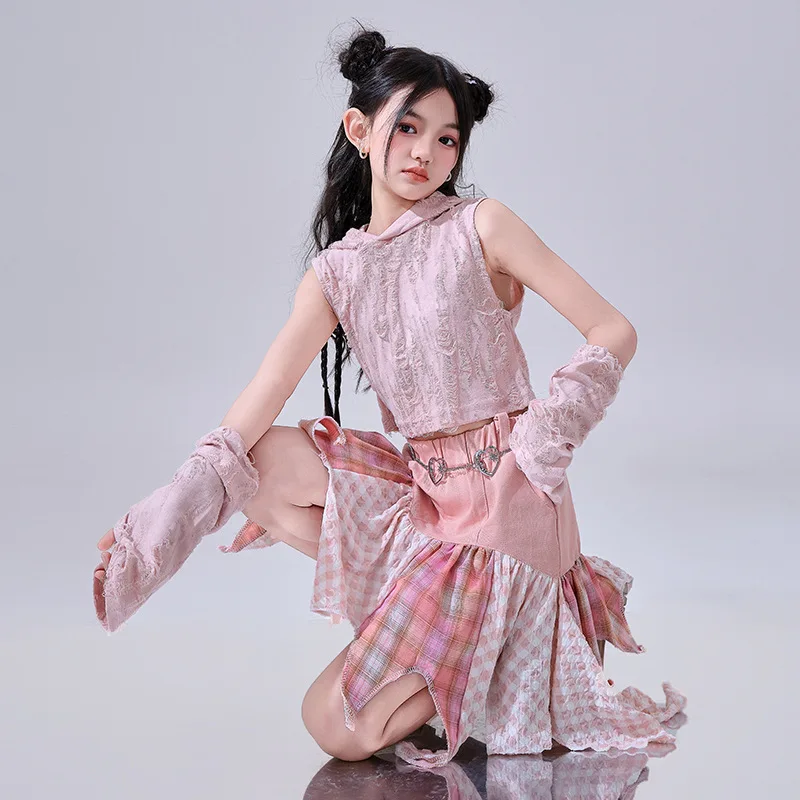 

Pink and fashionable jazz dance costumes for girls, trendy children's fashion shows and Jazz children's performance costumes