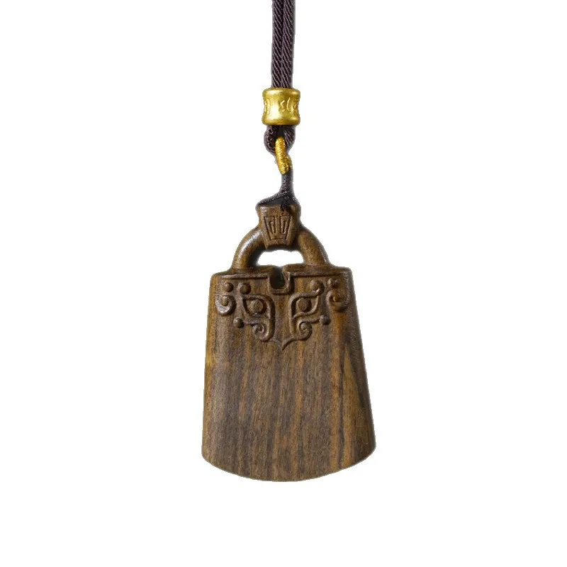 Blackwood Agarwood Peace Lock Pendant Safe Tag Unisex Cultural Play Necklace Jewelry