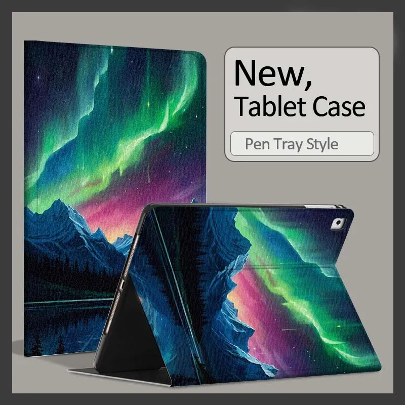 Beautiful Aurora Patterns For Xiaomi Poco Redmi Pad 8 2 4 C1 6 6S 7 7S SE 9.7 14 11 11.2 Inch Pen Tray Tablet Case Fashion