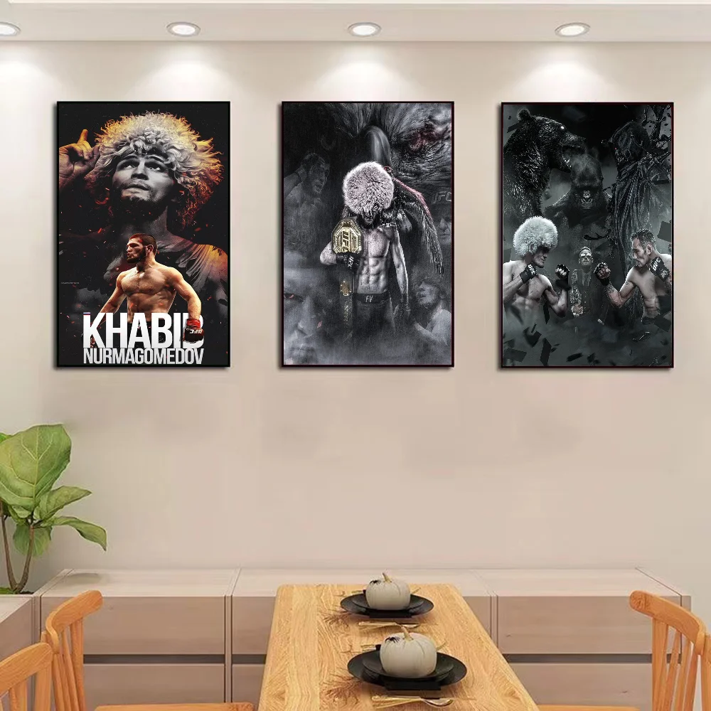 UFC K-Khabib N-Nurmagomedov Anime Posters Sticky Whitepaper Sticker DIY Room Bar Cafe Kawaii Room Decor