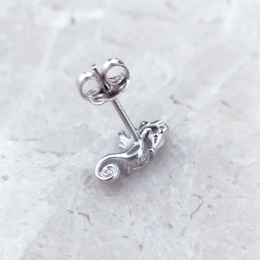 Ear Stud Seahorse Fine Jewerly For Women Trendy Romantic Gift In 925 Sterling Silver