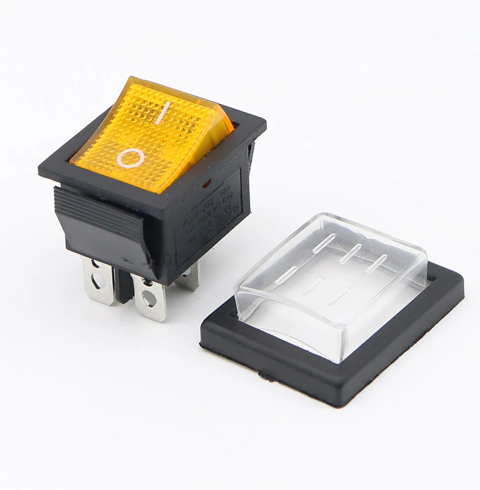 1Set KCD4 Rocker Switch Power Switch+ transparent waterproof soft sealing cap ON-OFF 4 Pin /6 Pin 16A 250VAC/ 20A 125VAC