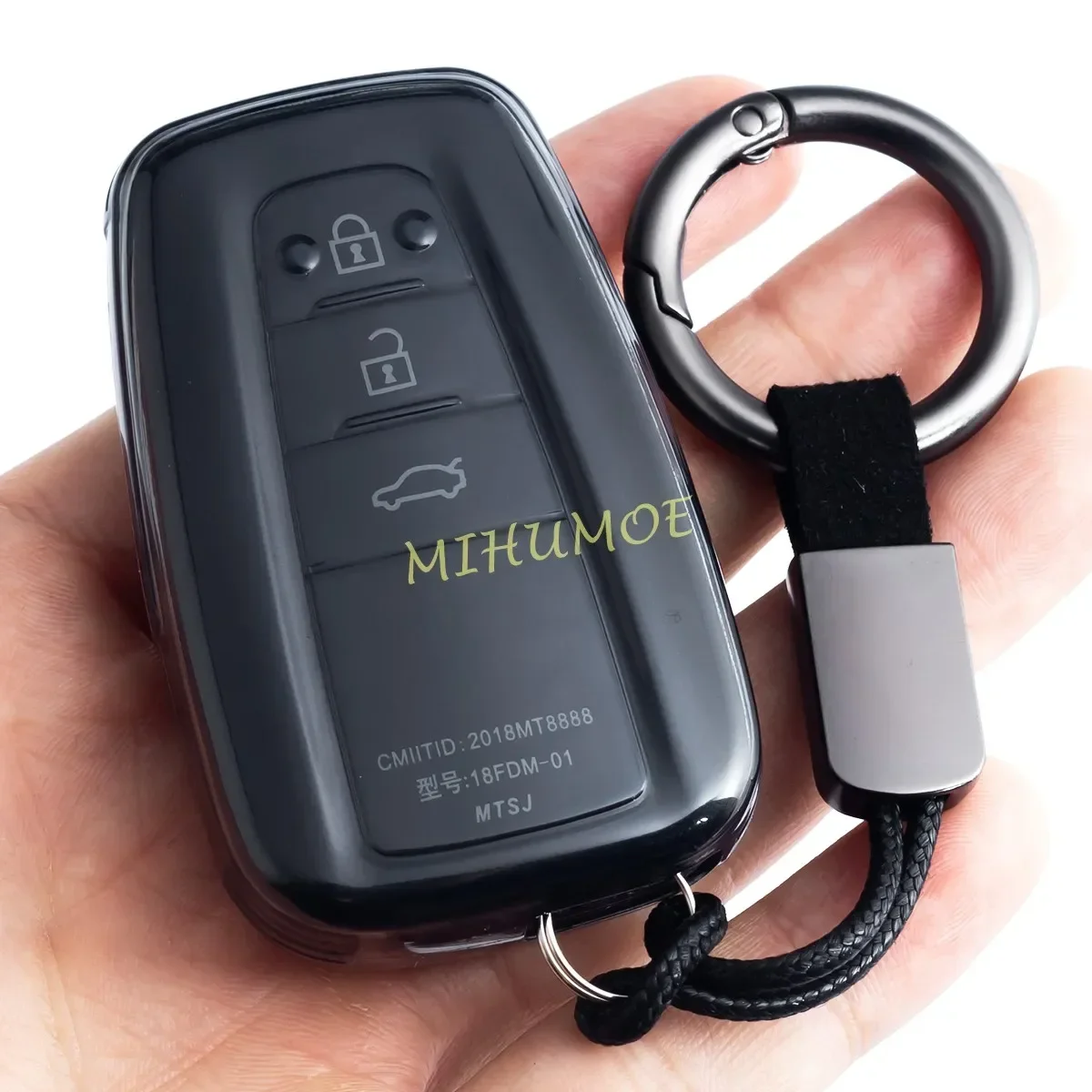 Czarny przezroczysty brelok do kluczy do Toyoty Corolla GT86 RAV4 Prius Camry CHR Avalon Highlander Mirai 4Runner
