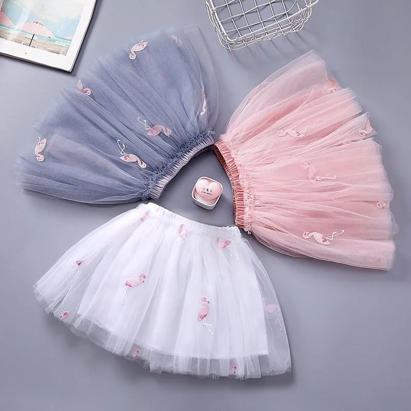 New delivery children fashion solid cartoon mesh skirt kids clothes girl dress summer spring students 100-150 2-8year