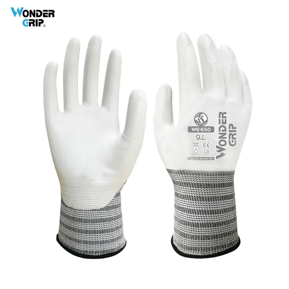 Wonder Grip 10 Pairs High Dexterity Oil Resistant Safety Work Gloves w/ Smooth Nitrile Palm Coating 13 Gauge Polyester Lining